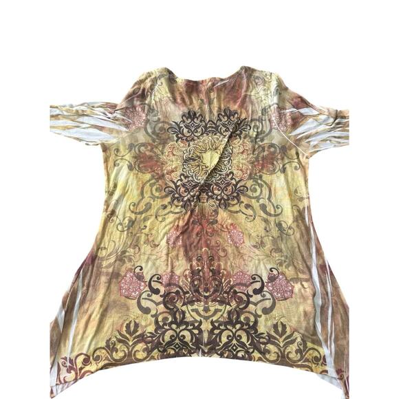 Cal Style USA XL Vintage Y2K Boho Rhinestone Embellished Long Sleeve‎ Top USA - Picture 3 of 6